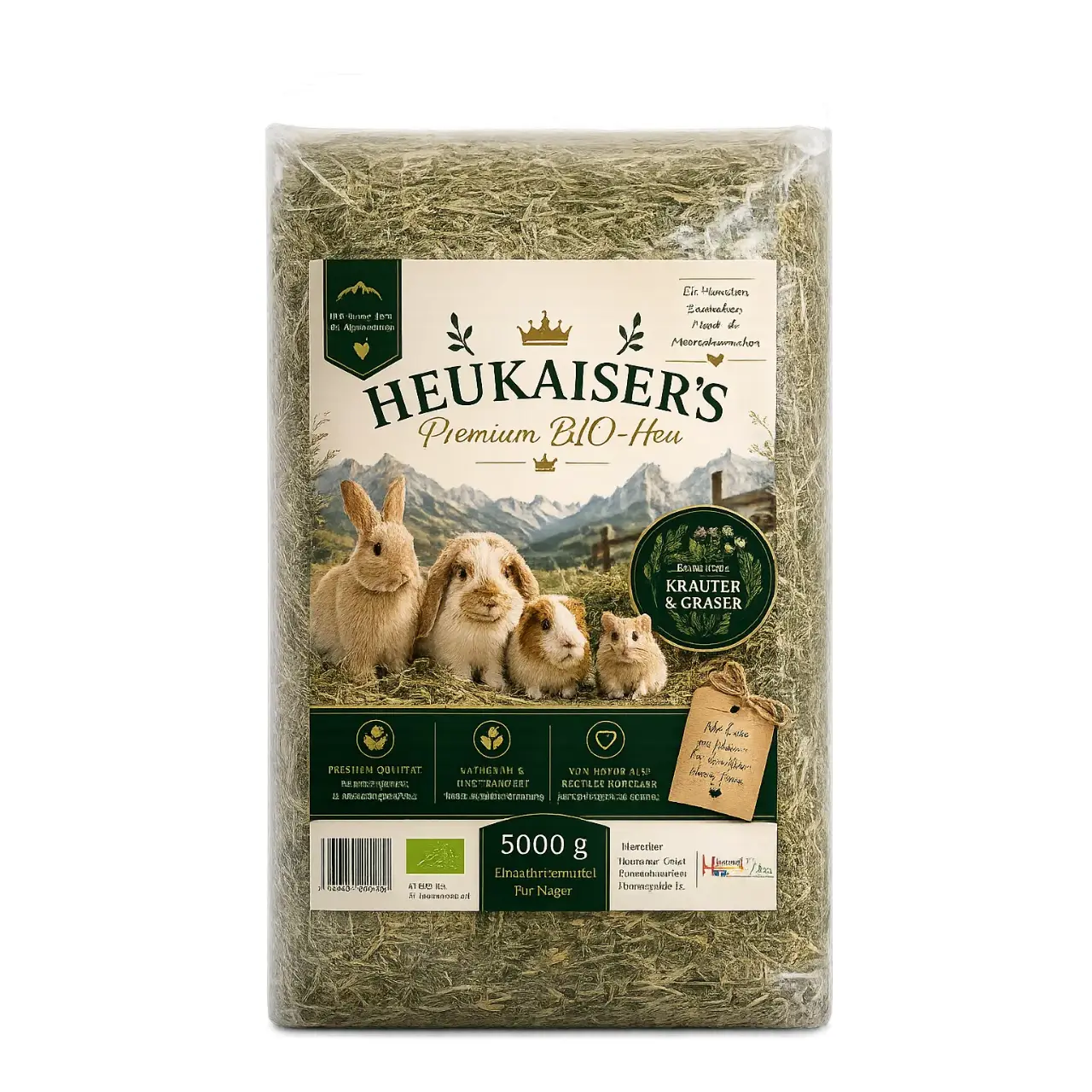 Heukaiser Premium BIO-Hø økologisk hø til kanin og marsvin 5 kg